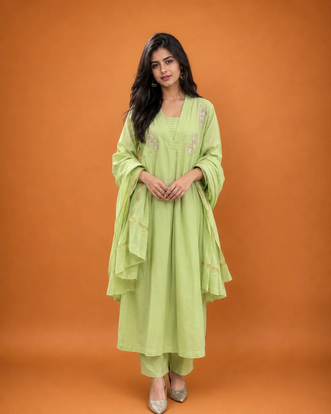 Pistachio Silk Suit Set - Image 2