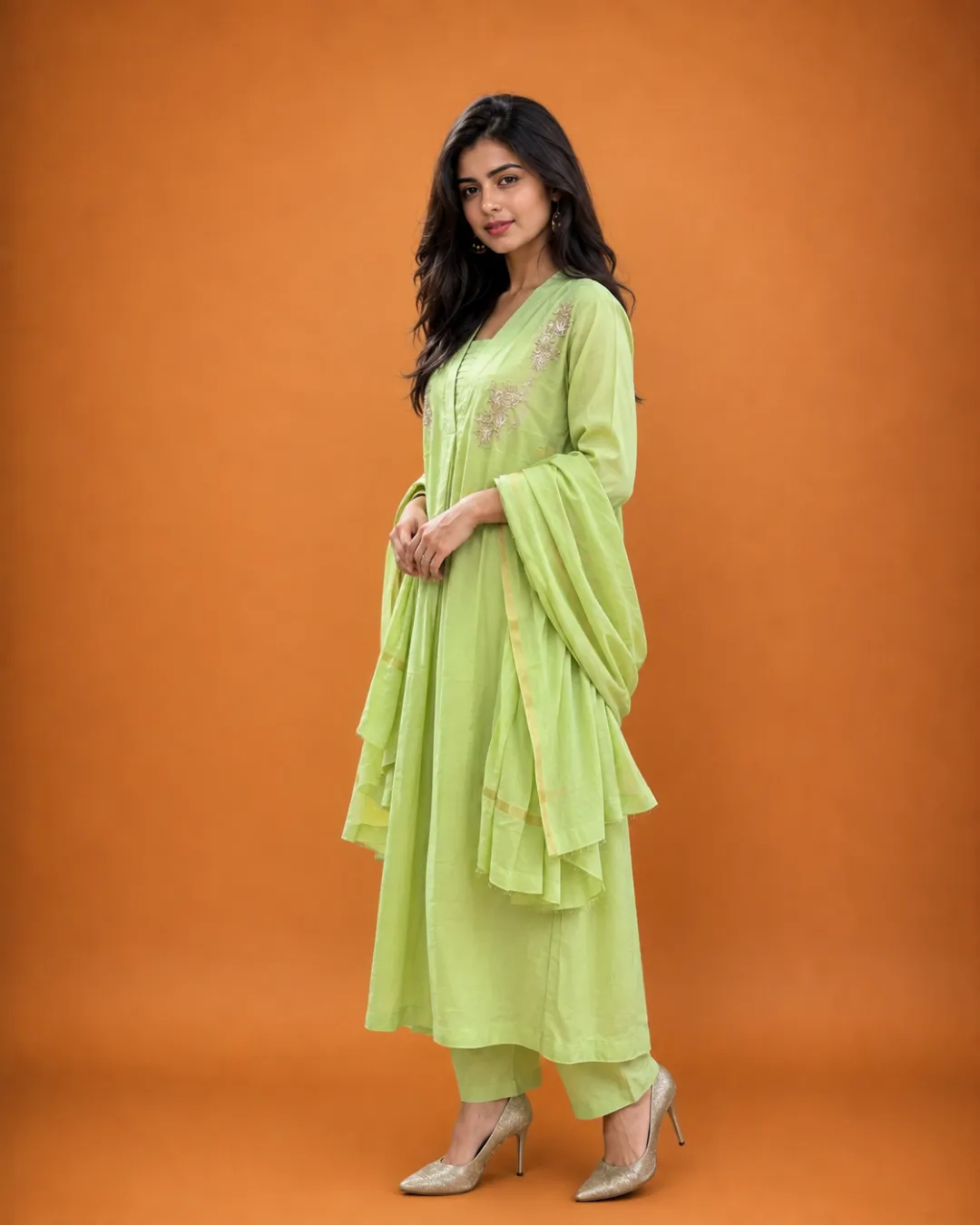 Pistachio Silk Suit Set - Image 3
