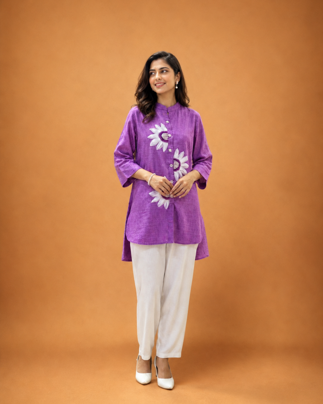 Lavender Pearl Embroidered Co-ord Set - Image 3