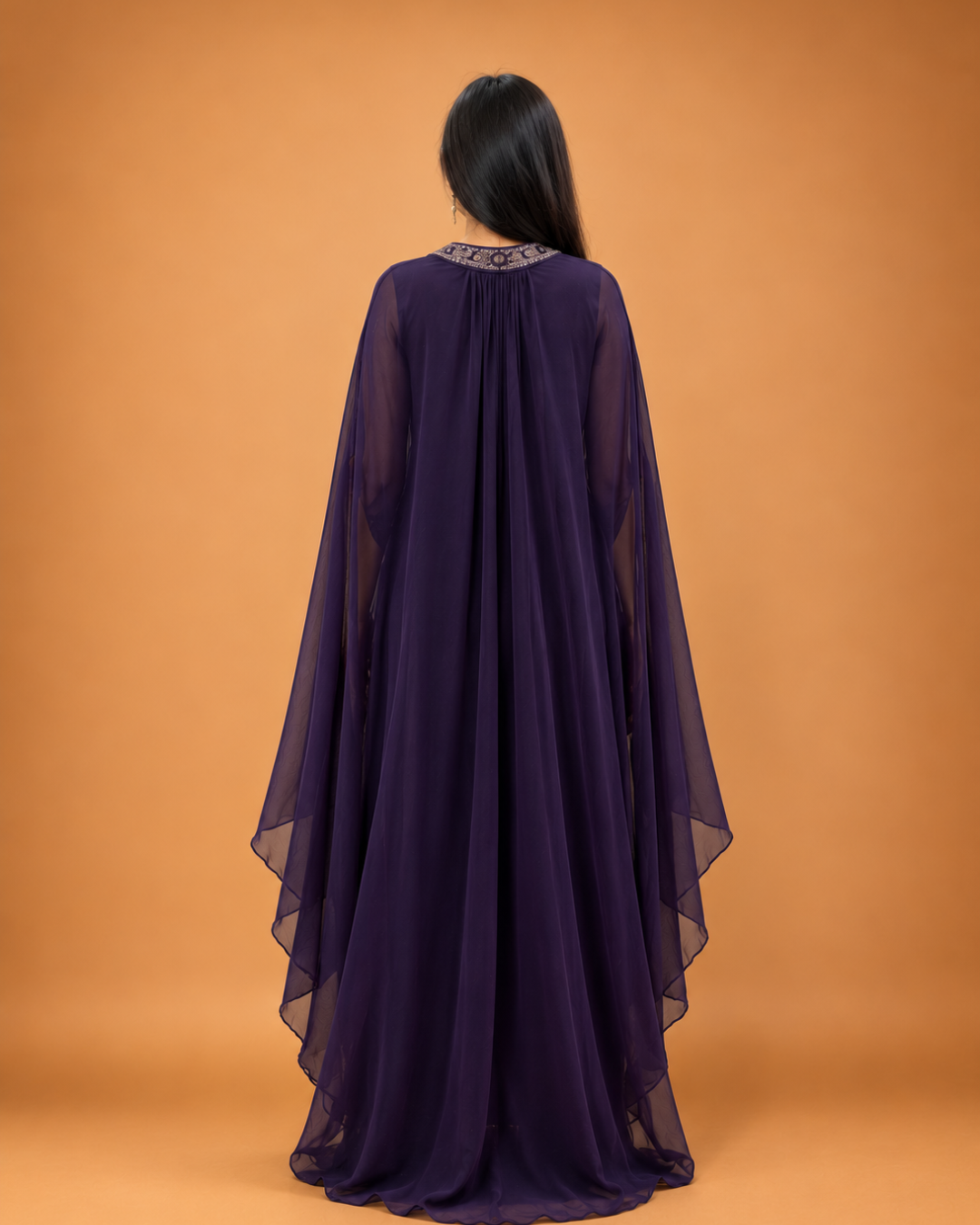 Royal Plum Embroidered Kaftan Set - Image 4