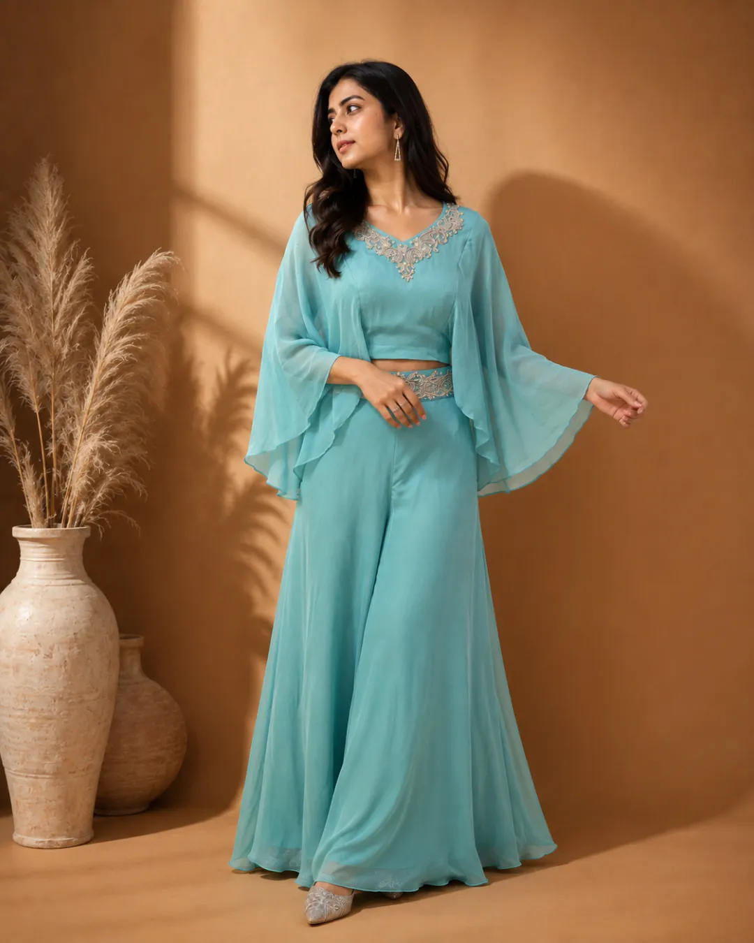Ethereal Teal Plazzo Set - Image 2