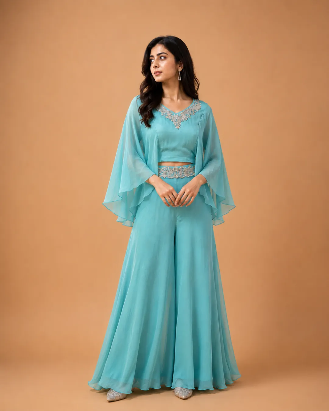 Ethereal Teal Plazzo Set - Image 3