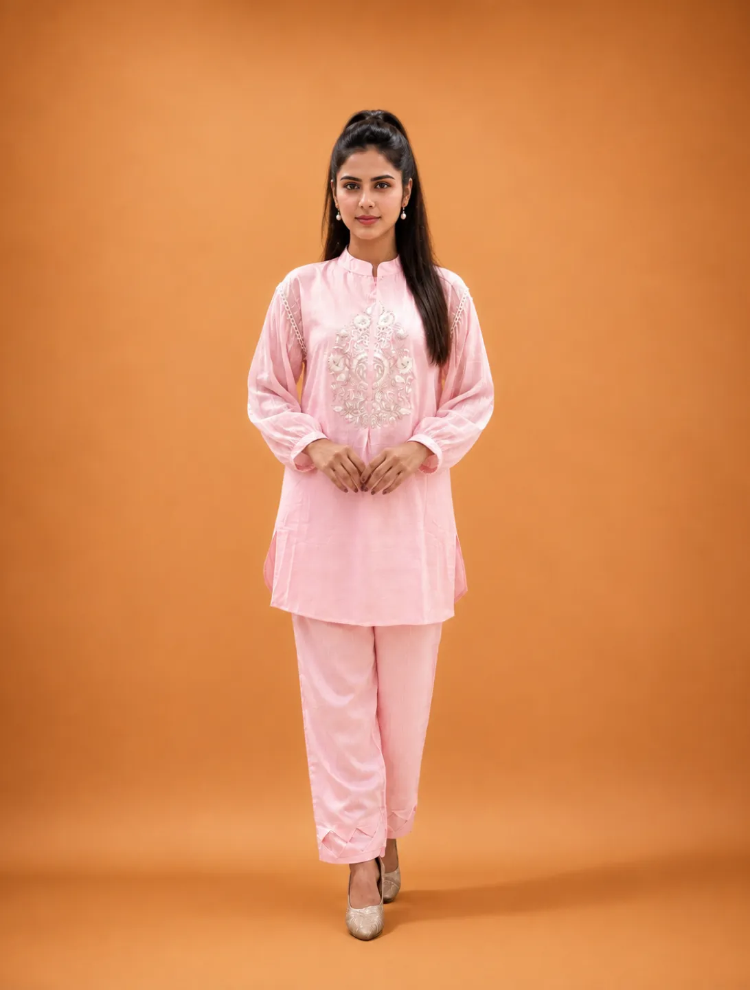 Baby Pink Embroidered Co-ord Set