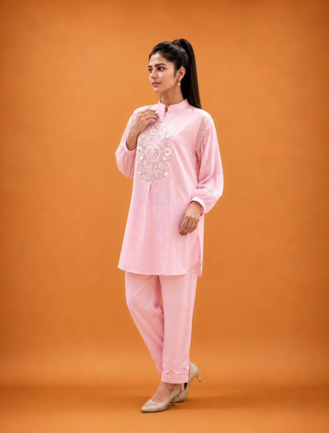 Baby Pink Embroidered Co-ord Set - Image 3