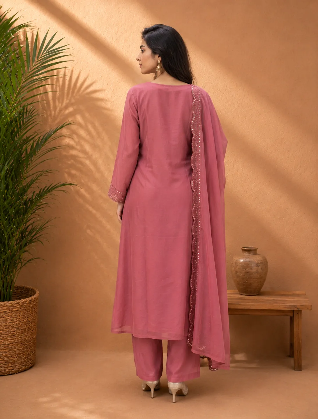 Mauve Mirror Embroidered Suit Set - Image 5
